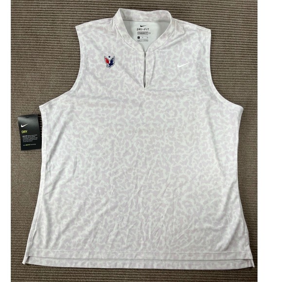 Nike Dri-FIT Women Sleeveless Golf Polo Mock Neck 1/4 Zip Purple Animal Print XL